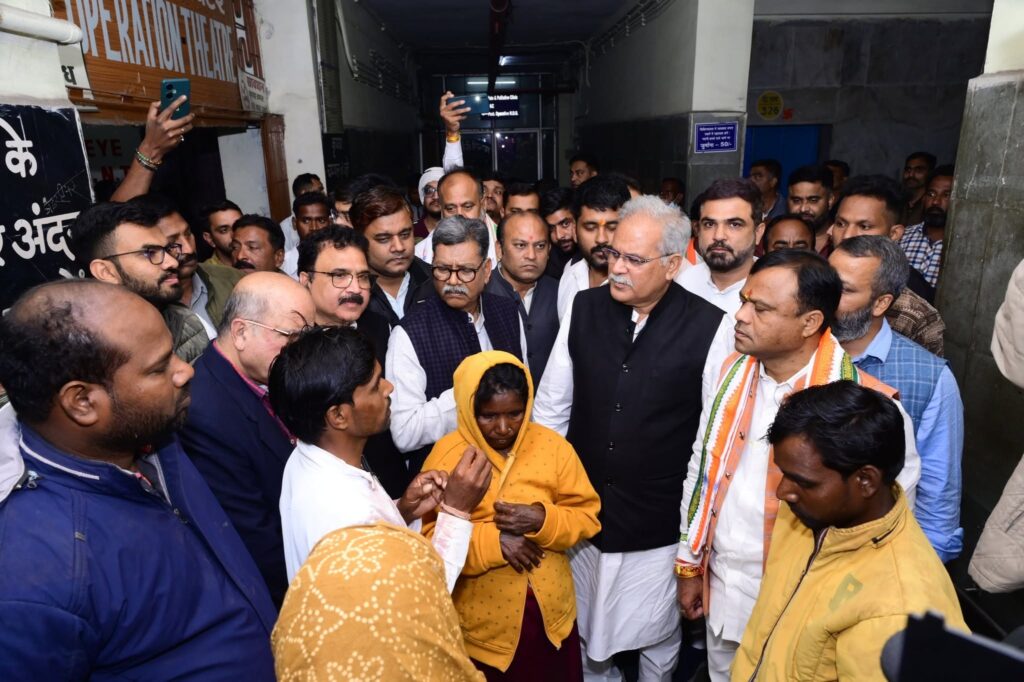 सेनभाठा की दुखद घटना: गंभीर किसान से अस्पताल में मिले बघेल–महंत–बैज